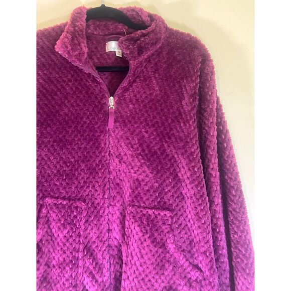 Women's Cuddl Duds Super‎ Soft Textured Wine Zip Up Sweater - Size Small - Picture 3 of 5